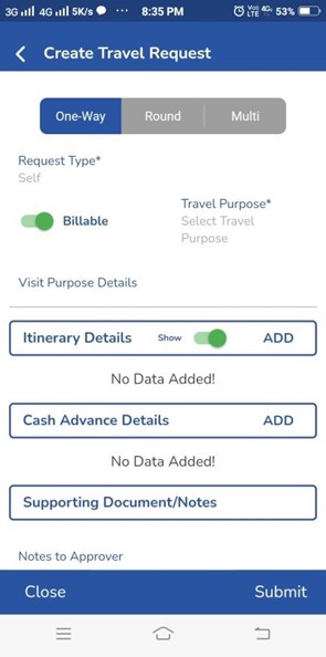 TravelGrid Create Trip Request