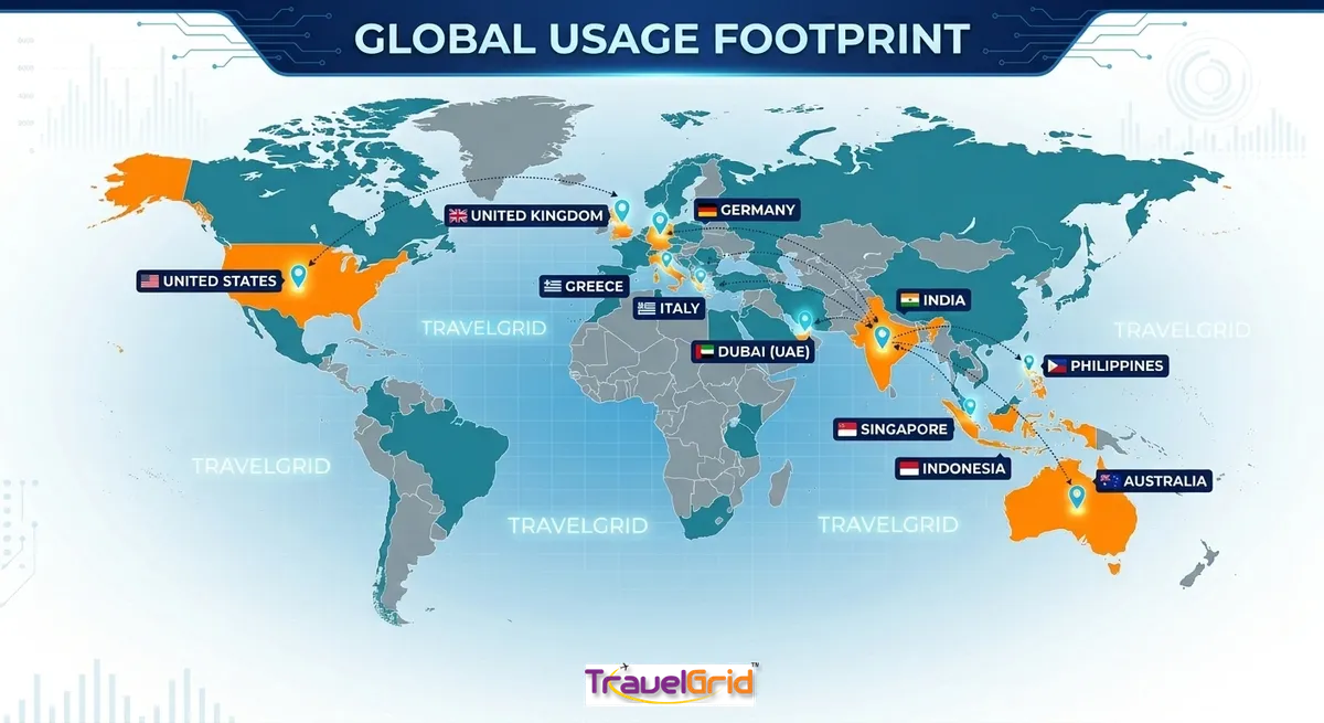 TravelGrid usage footprint across India and international business locations